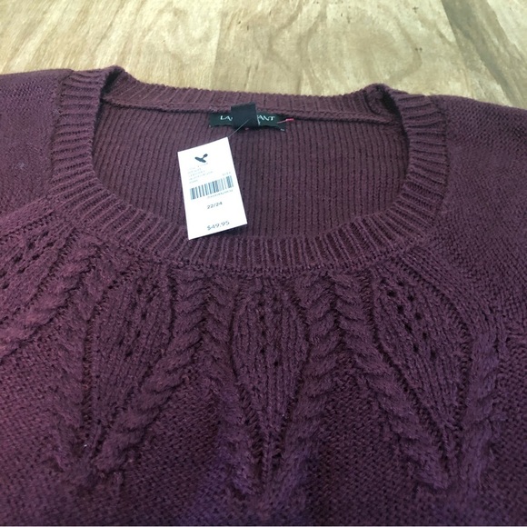 NWT $50 USD Lane Bryant Burgundy Knit 3/4 Long Sleeve Pullover Plus Size 22/24 - Picture 4 of 12